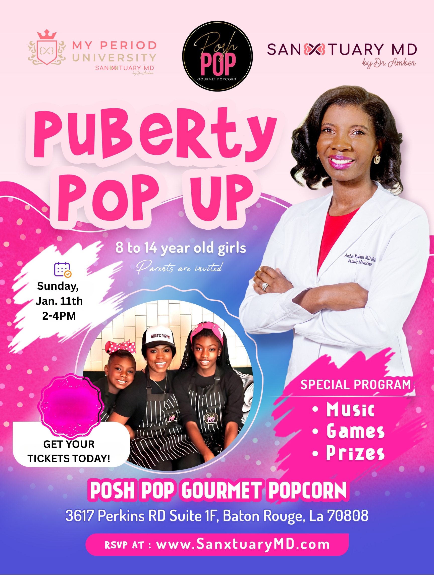 Puberty Pop Up hosted by Sanxtuary MD and Posh Pop Gourmet Popcorn --- LIVE EVENT