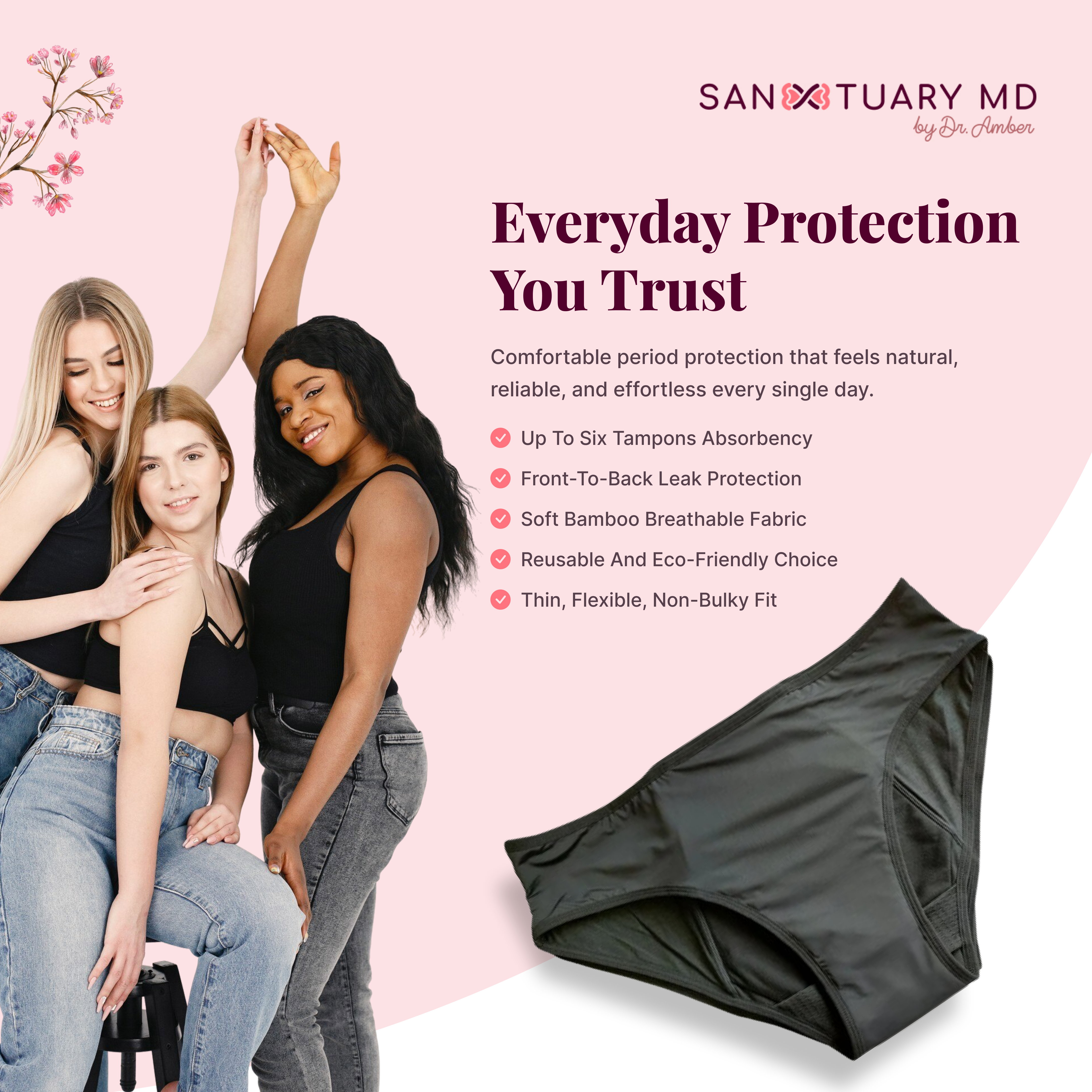 Classic Black Bamboo Period Panty